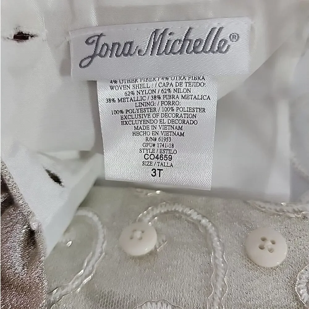 Jona Michelle Girls Toddler Holiday Christmas Dress Gold Lace 3T NWT STUNNING